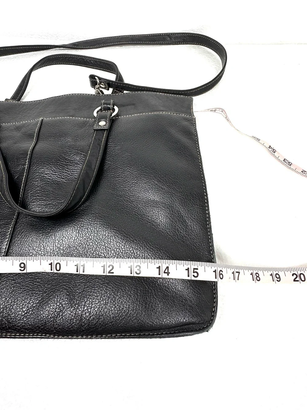 Vintage Marshall Fields Black Leather Multi Compartment Large Tote